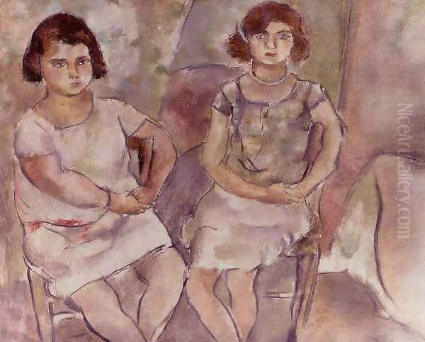 Rosette and Nana Oil Painting by Jules Pascin