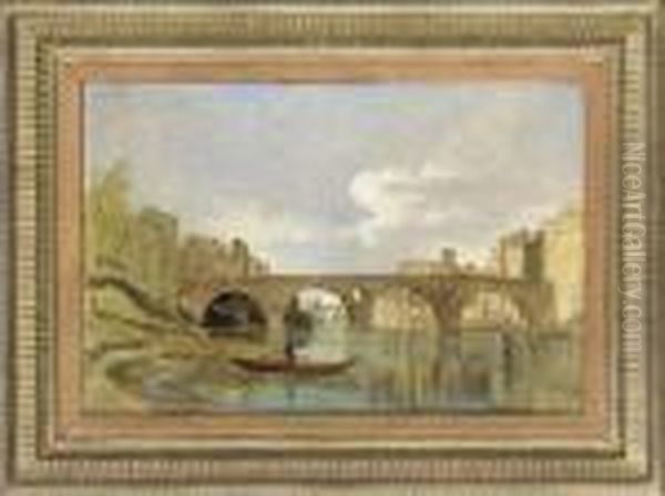 A View Of The River Tiber Oil Painting by Edward Lear