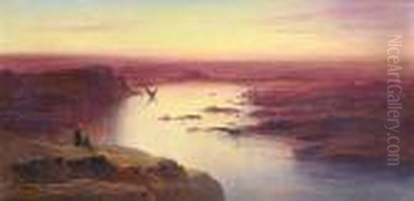 Sunset On The Nile, Above Aswan Oil Painting by Edward Lear