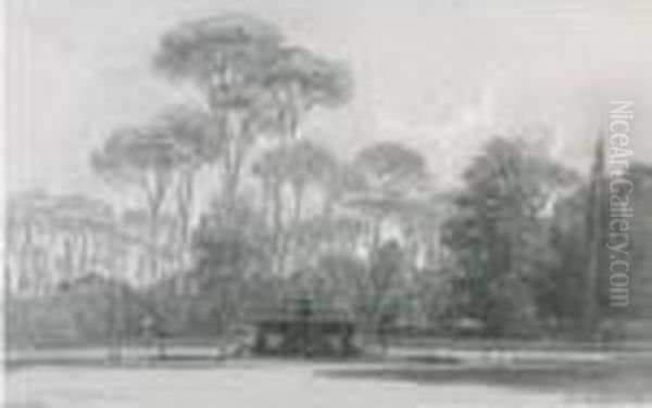 Villa Borghese, Rome Oil Painting by Edward Lear