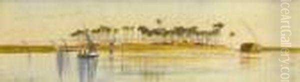 Dhows On The Nile Oil Painting by Edward Lear