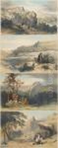 Paysages Italiens Oil Painting by Edward Lear