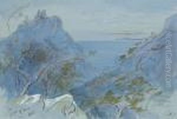 Eze, Cote D'azur, France Oil Painting by Edward Lear