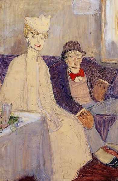 Odd Couple in a Waiting Room Oil Painting by Jules Pascin