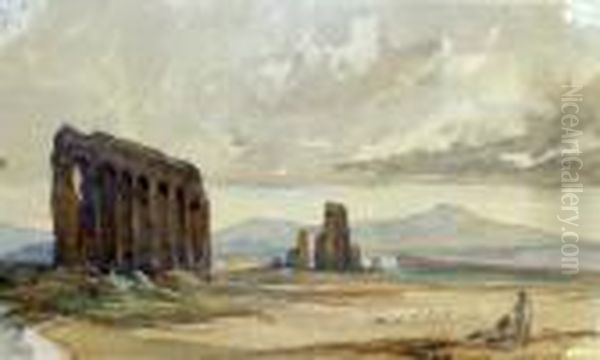 Roman Campagna Oil Painting by Edward Lear