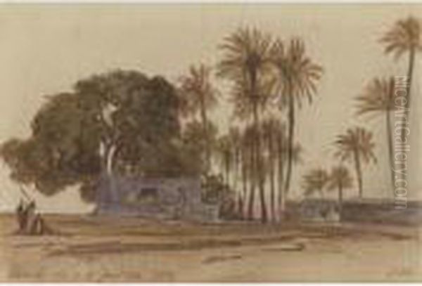 Esneh On The Nile, Near Luxor, Egypt Oil Painting by Edward Lear