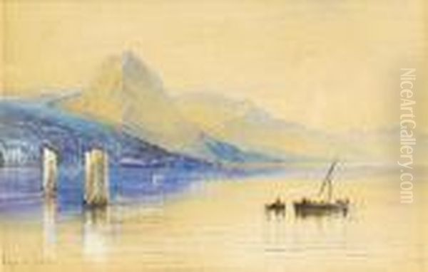 Lago Di Garda, Italy Oil Painting by Edward Lear