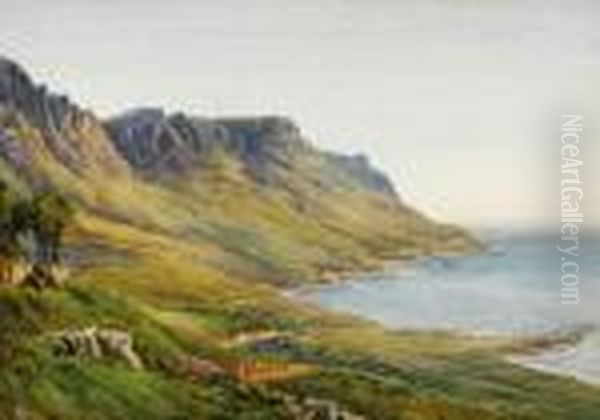 Coastal Landscape Oil Painting by Edward Lear