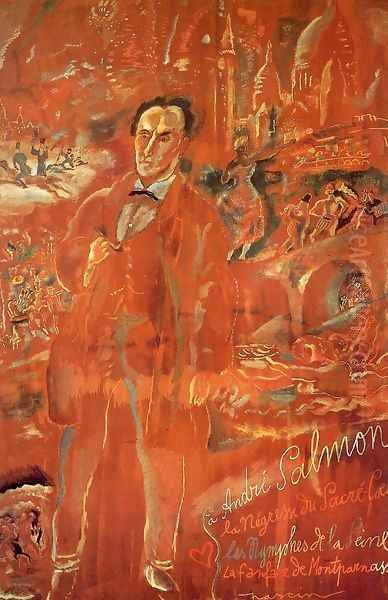 Andre Salmon and Montmartre Oil Painting by Jules Pascin