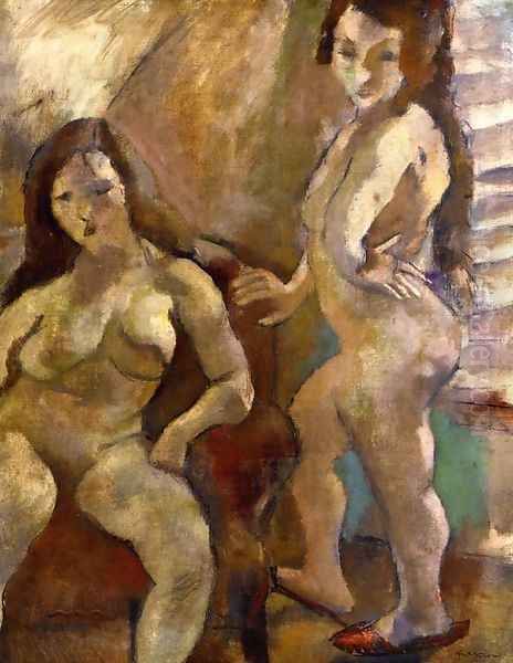 Two Nudes Oil Painting by Jules Pascin