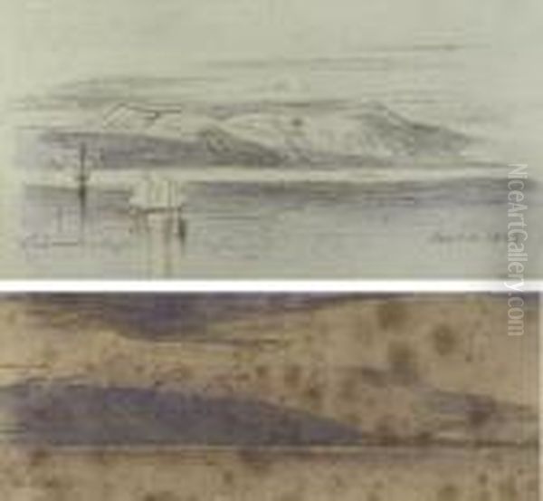 Two Views Of San Salvador, Corfu Oil Painting by Edward Lear