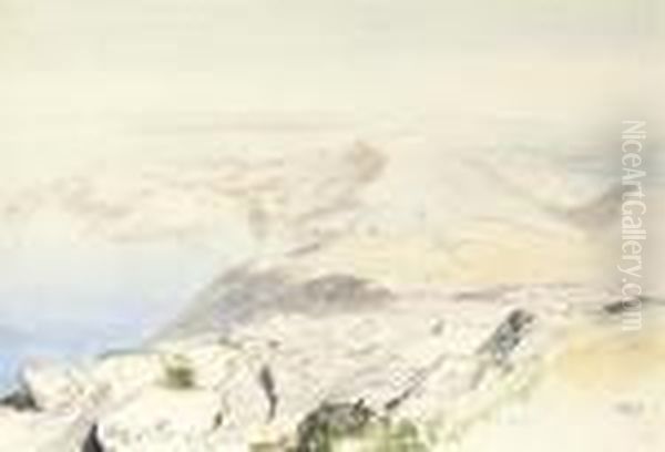 View From Mount Neritos, Ithaca, Greece Oil Painting by Edward Lear