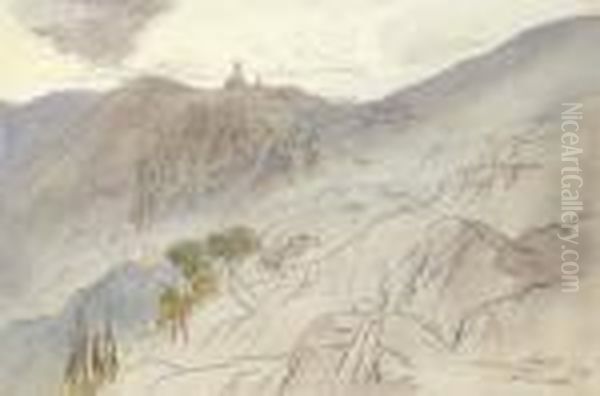 View Of Turbia, France Oil Painting by Edward Lear