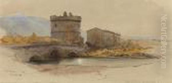 Ponte Lucano, Italy Oil Painting by Edward Lear