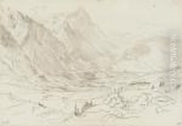 View Of Grundelwald, Switzerland Oil Painting by Edward Lear