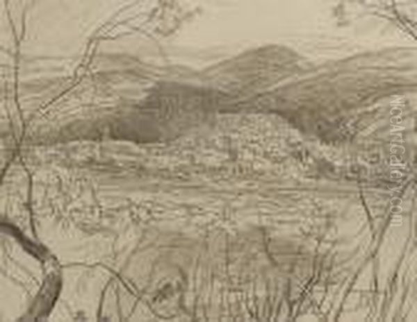 View Of Taggia, Liguria, Italy Oil Painting by Edward Lear