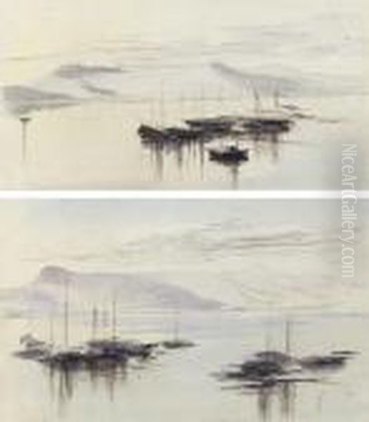 Two Views Of San Salvador, Corfu Oil Painting by Edward Lear