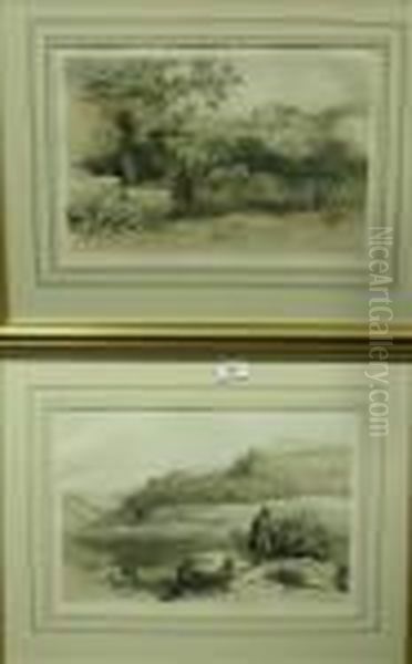 ' Genazzano ' And ' Sambuki ' Oil Painting by Edward Lear