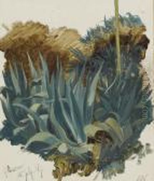 Agave Oil Painting by Edward Lear