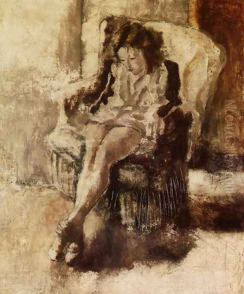 Seated Young Woman Oil Painting by Jules Pascin