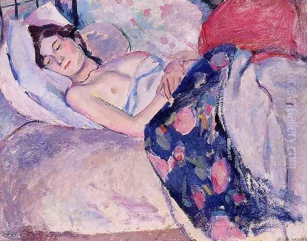 Sleeping Woman Oil Painting by Jules Pascin