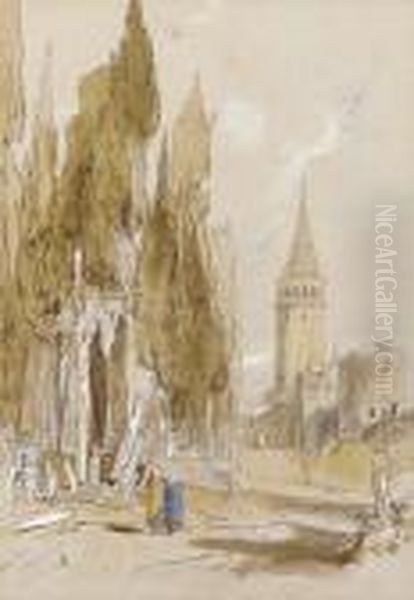 Galata, Constantinople Oil Painting by Edward Lear