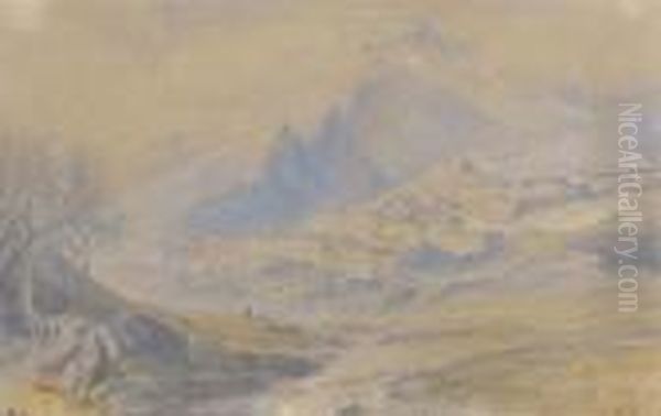 Corte, Corsica Oil Painting by Edward Lear