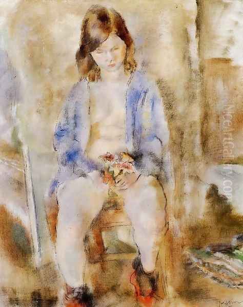 Flora with Flowers Oil Painting by Jules Pascin