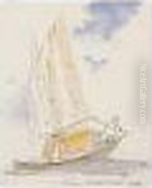 A Venetian Boat Oil Painting by Edward Lear