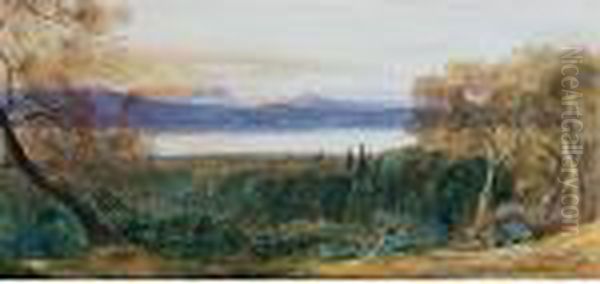 Lake Halikiopoulos, Corfu Oil Painting by Edward Lear