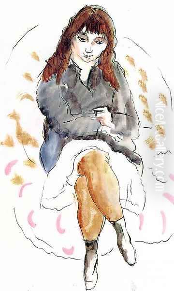 Young Woman Seated Oil Painting by Jules Pascin