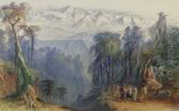 Kinchinjunga From Darjeeling, Himalayas Oil Painting by Edward Lear