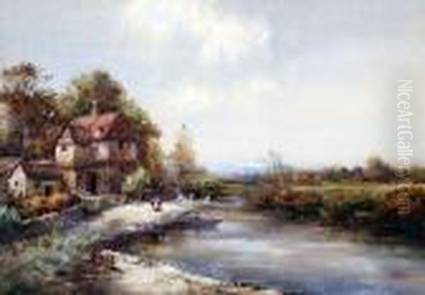 A Norfolk Stream Oil Painting by Noel Harry Leaver