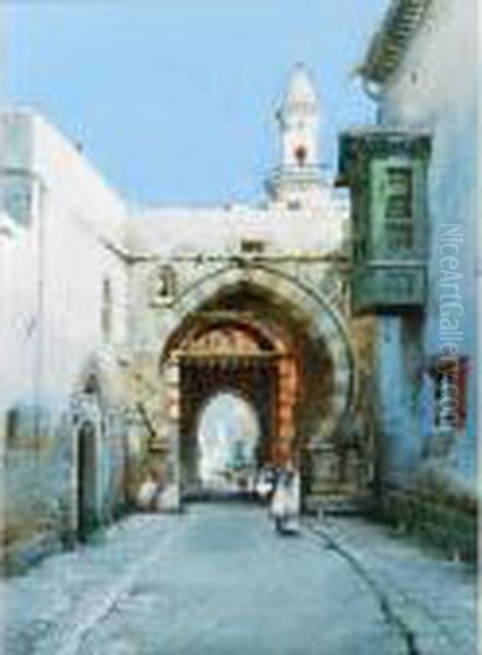 A Moorish Archway Oil Painting by Noel Harry Leaver