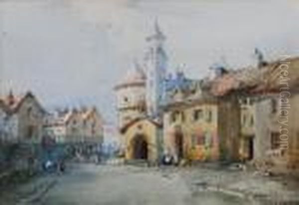 Germanic Town Scene Oil Painting by Noel Harry Leaver