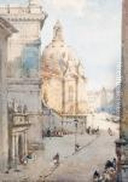 View Of A Cathedral; York Minster Seen From Exhibition Square, A Pair Oil Painting by Noel Harry Leaver