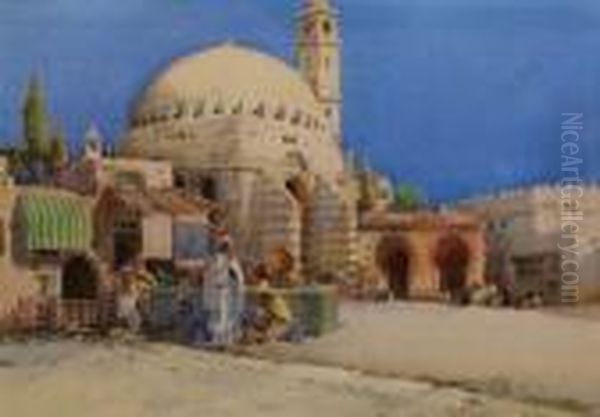 Orientalischer Markt Vor Einer Moschee Oil Painting by Noel Harry Leaver