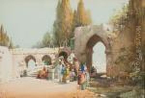 Ancient Walls-palestine Oil Painting by Noel Harry Leaver