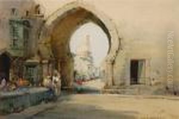 A Shaded Archway - Algiers Oil Painting by Noel Harry Leaver