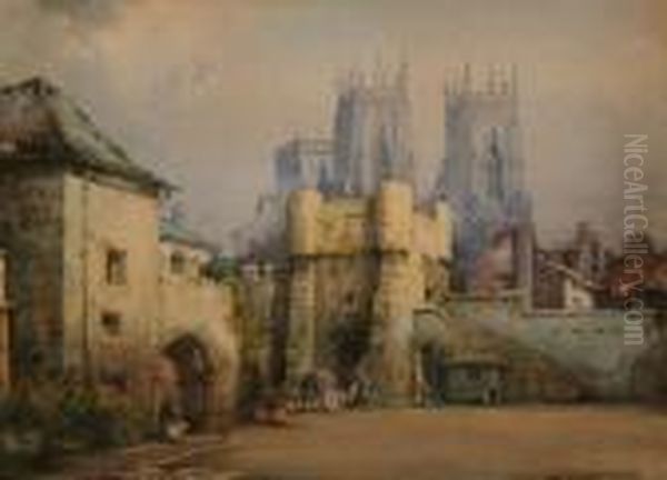 Landscape With City Gates And Cathedralbeyond Oil Painting by Noel Harry Leaver