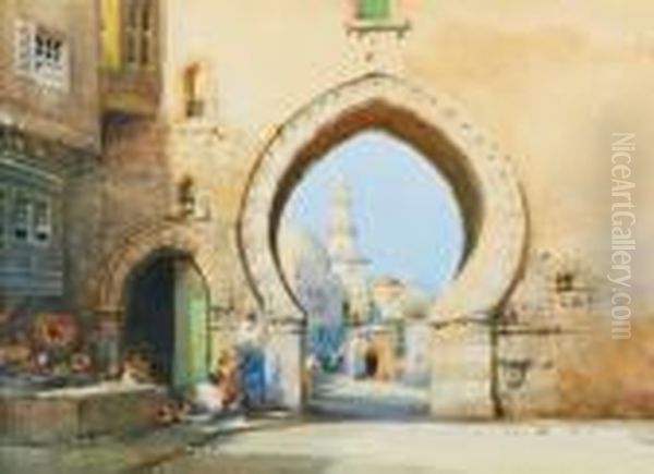 Une Porte De Ville En Arabie Oil Painting by Noel Harry Leaver