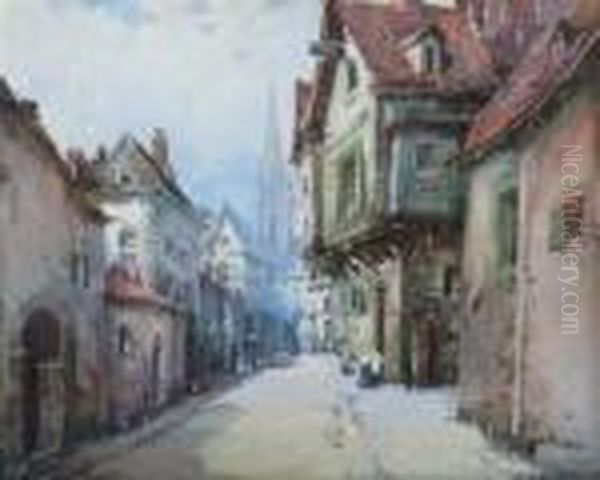 A.r.c.a. , Continental Street Scene Oil Painting by Noel Harry Leaver