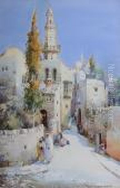 A Moorish Street Oil Painting by Noel Harry Leaver