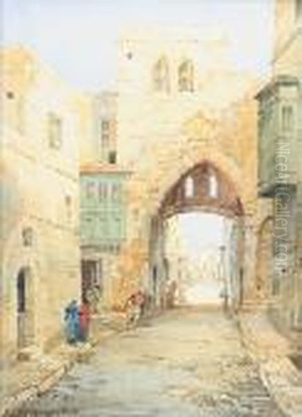 A Street In Jerusalem Oil Painting by Noel Harry Leaver