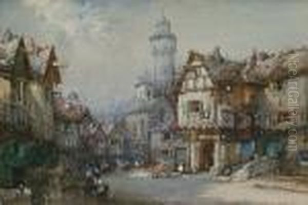 Dutch Town Scene Oil Painting by Noel Harry Leaver