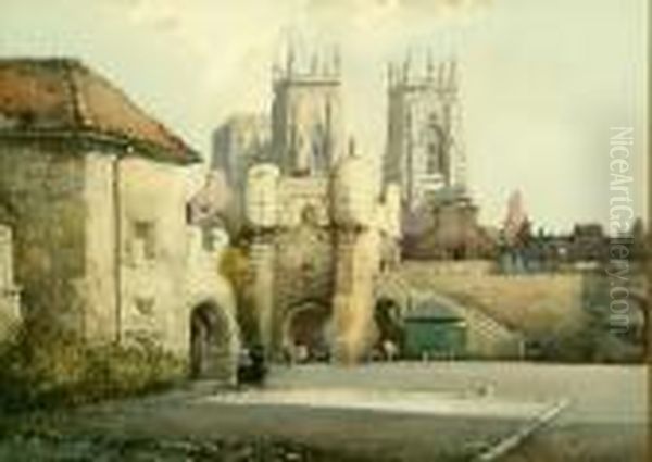 York Minster From Bootham Bar Oil Painting by Noel Harry Leaver