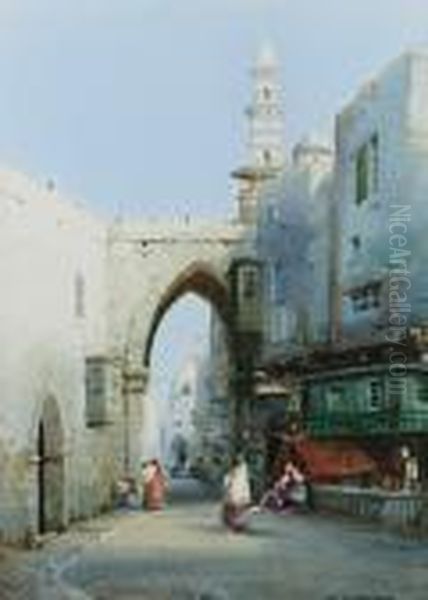 A Shady Street In Algiers Oil Painting by Noel Harry Leaver