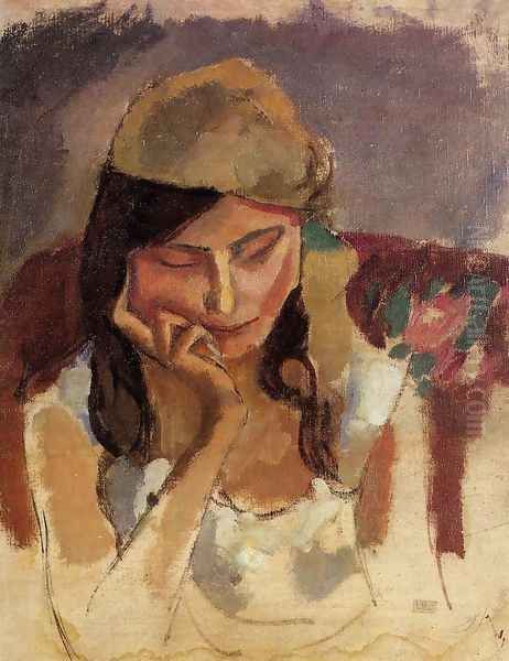 Lady Wearing a Turban Oil Painting by Jules Pascin