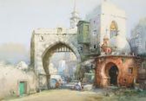 An Arched Entrance To A North African Town Oil Painting by Noel Harry Leaver