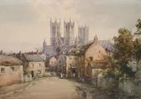 Lincoln Cathedral Oil Painting by Noel Harry Leaver